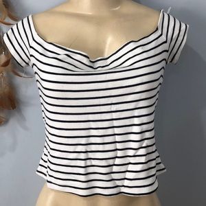 EUC Striped off the shoulder crop top
